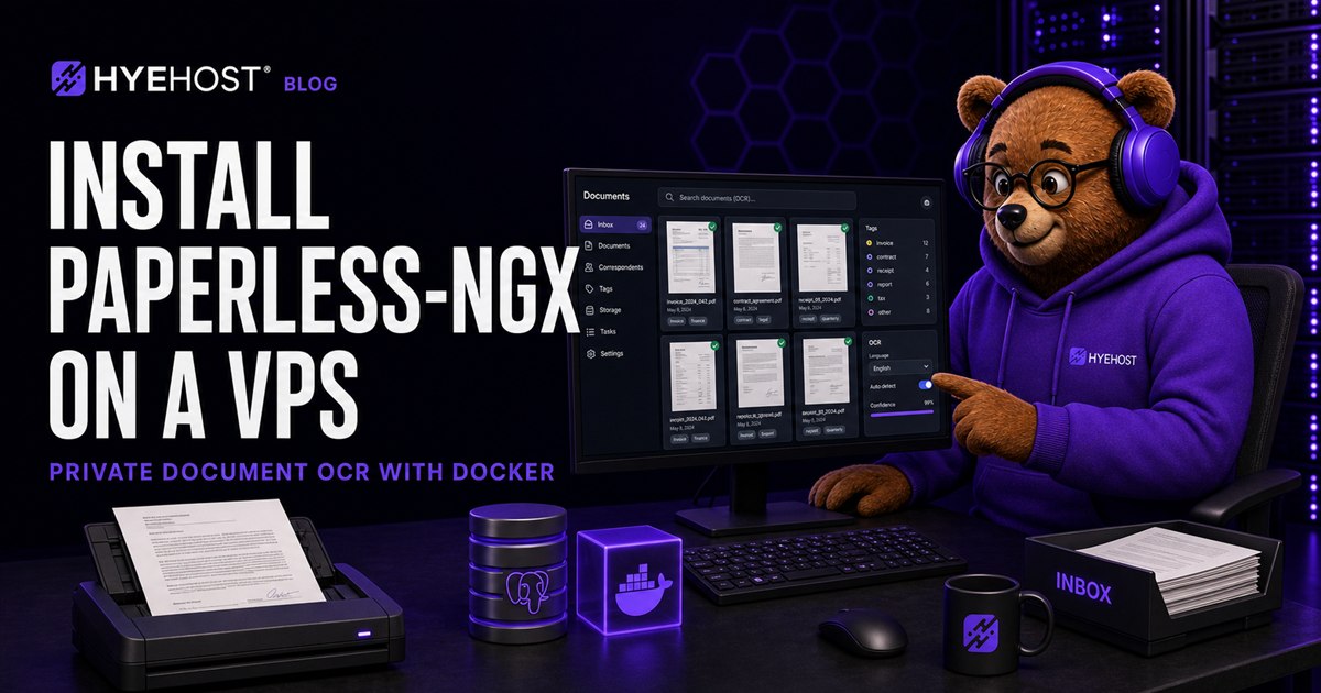 Install Paperless-ngx on a VPS HYEHOST blog artwork
