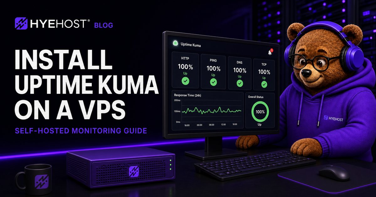 Install Uptime Kuma on a VPS HYEHOST blog artwork