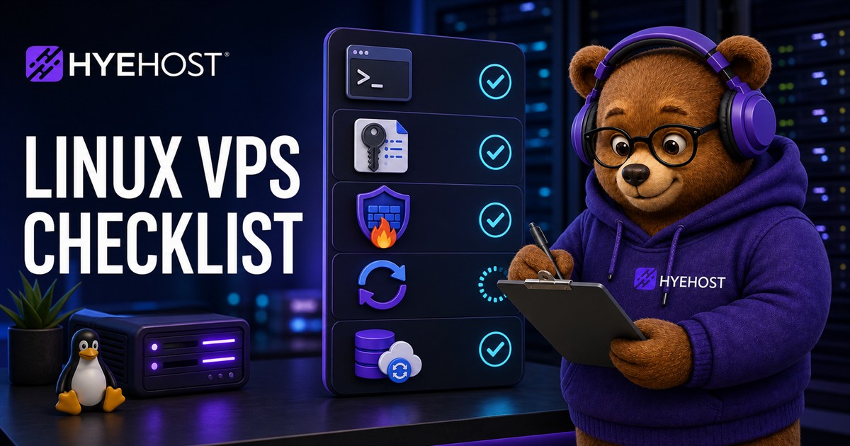 Linux VPS Setup Checklist HYEHOST blog artwork
