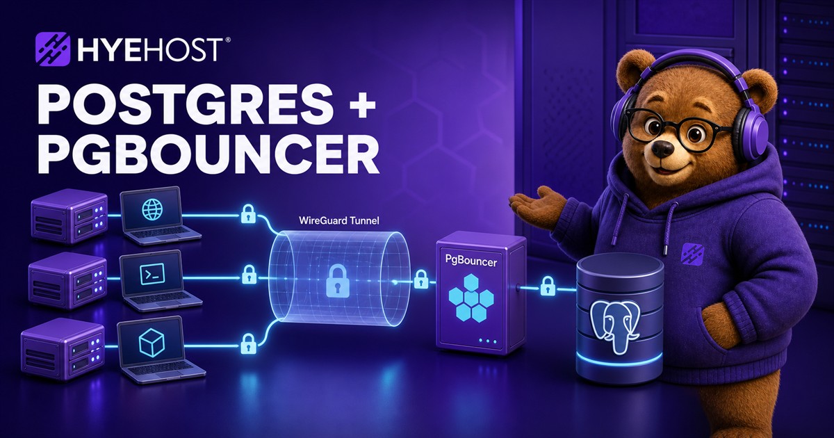 PostgreSQL, PgBouncer and WireGuard HYEHOST blog artwork