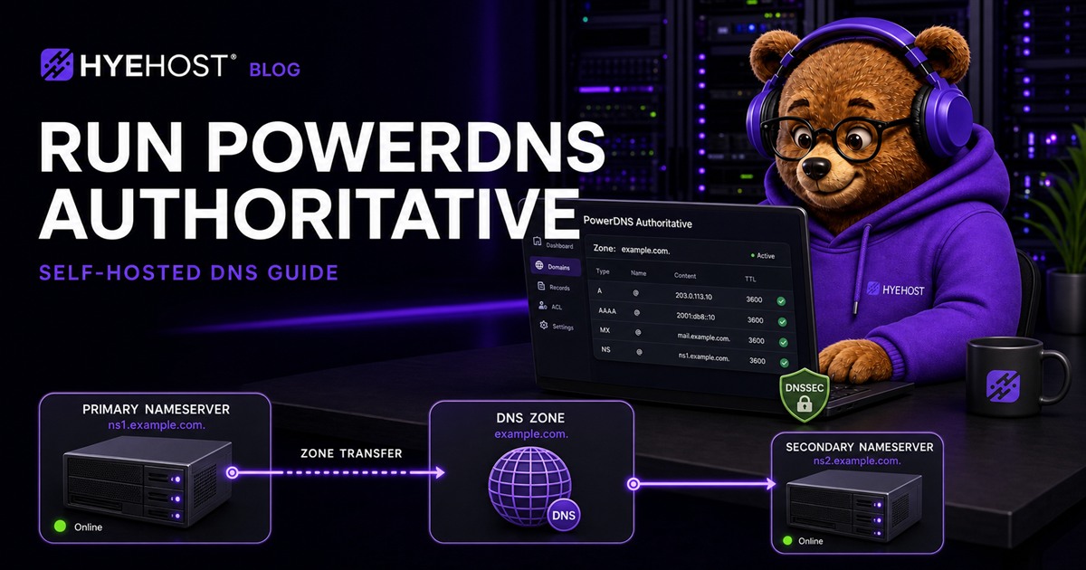 Run PowerDNS Authoritative HYEHOST blog artwork