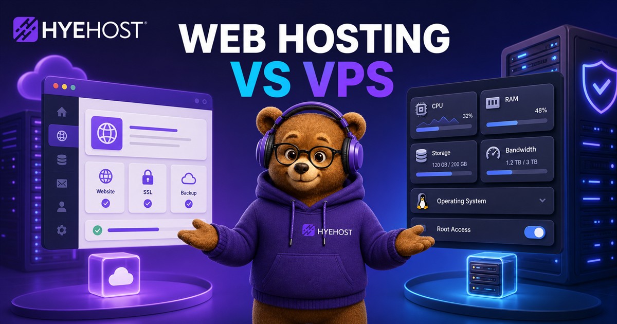 Web Hosting vs VPS Hosting HYEHOST blog artwork