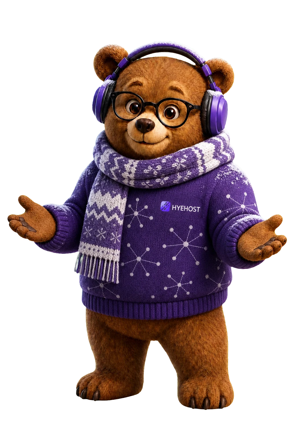 Transparent winter version of the HYEHOST homepage mascot